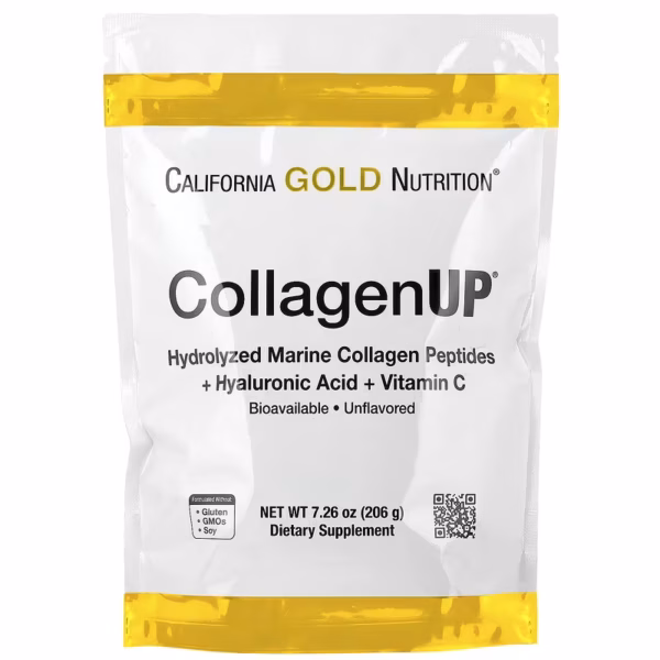 California Gold Nutrition, CollagenUP®, Péptidos de colágeno marino hidrolizado con ácido hialurónico y vitamina C, sin sabor, 7,26 oz (206 g)